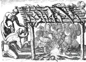 In a very early version of barbecue, the Timucua roast native fowl and marine animals, including alligators.